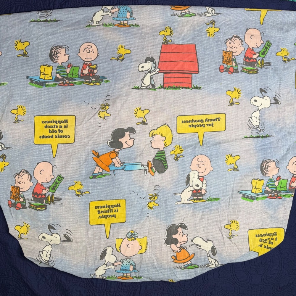 Vintage Peanuts Snoopy Charlie Brown Twin Fitted Sheet Tastemaker Read